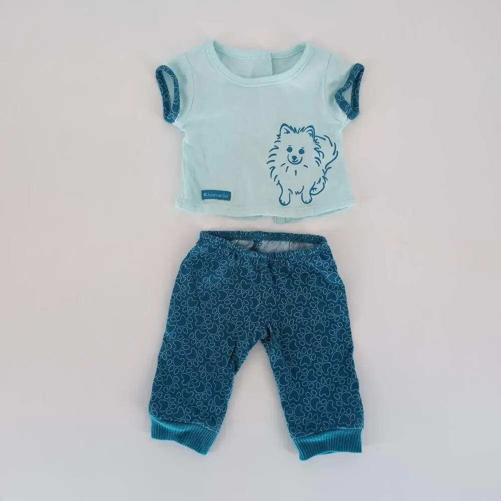American Girl Doll Retired Blue Two Piece Pomeranian Pajamas Set for 18
